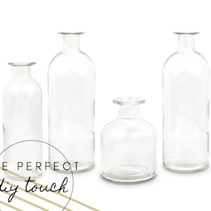 Set of 4 Assorted Clear Bud Vases - DIY Centerpiece - DIY Wedding - DIY Home Décor - Minimalistic Home Décor - Flower Vase - Bud Vase Set