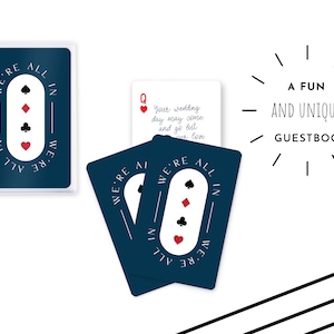 Livre d'or de mariage unique - Nous sommes tous dans le jeu de cartes - Papeterie de livre d'or de cartes à jouer - Réception à thème Vegas - Fête de fiançailles amusante