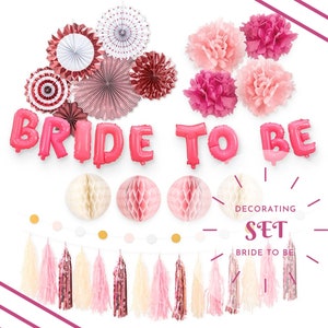 25-teiliges Brautparty-Dekorations-Set für Junggesellinnenabschiede - Rosa und Creme-Braut für Hochzeit - Party-Dekorationsset