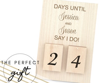 Customized Wedding Countdown Calendar - Unique Wooden Wedding Countdown - Days Until We Say I Do Calendar - Personalized Bridal Shower Gift