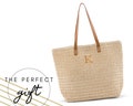 Personalized Tote Bag - Woven Straw - Tropical Vacation - Reusable Shopping Bag - Beach Tote - Mother's Day Gift - Personalized Gift product logo