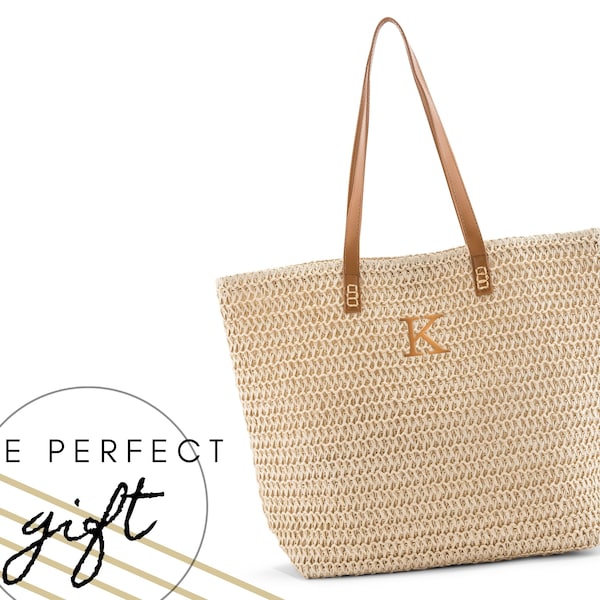 Personalized Tote Bag - Woven Straw - Tropical Vacation - Reusable Shopping Bag - Beach Tote - Mother's Day Gift - Personalized Gift