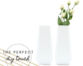Tall Geometric White Planters - Set of 2 - DIY Centerpiece - DIY Wedding - DIY Home Décor - Boho Bridal Shower - Chic Wedding Tablescape
