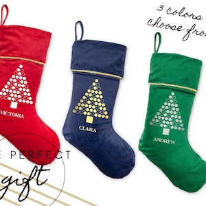 Personalized Christmas Stocking - Christmas Tree Stocking - Custom Name Stocking - Traditional Christmas Stockings - Christmas Decor