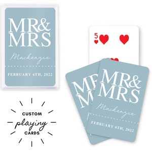 Cadeau de mariage personnalisé - 6 couleurs au choix - M. et Mme cartes à jouer personnalisées - Cadeau de mariage - Cadeau de fête de mariage - Réception