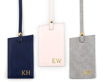 Faux Leather Monogram Luggage Tag - Vegan - Destination Wedding - Color Block - Personalized Gift - Bridesmaid&#39;s Gift - Bridal Party Gift