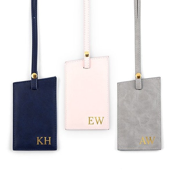 Faux Leather Monogram Luggage Tag - Vegan - Destination Wedding - Color Block - Personalized Gift - Bridesmaid's Gift - Bridal Party Gift