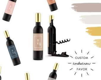 Custom Wedding Bottle Opener Favor - Personalized Birthday Wine Corkscrew Favor - Engagement Party Favor - Bulk Party Favor - Corporate Gift