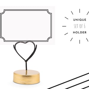 Set van 6 - tafelnummerhouders goud en zwart dubbel hart - kaarthouder - doe-het-zelf-bruiloft - gouden bruiloft - verlovingsfeest - jubileum