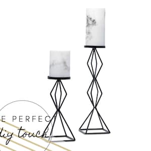 Set of 2 Black Metal Candle Holder Centerpieces - DIY Wedding - DIY Home Décor - Geometric Candle Holder - Modern Inspired Design - Geo Home