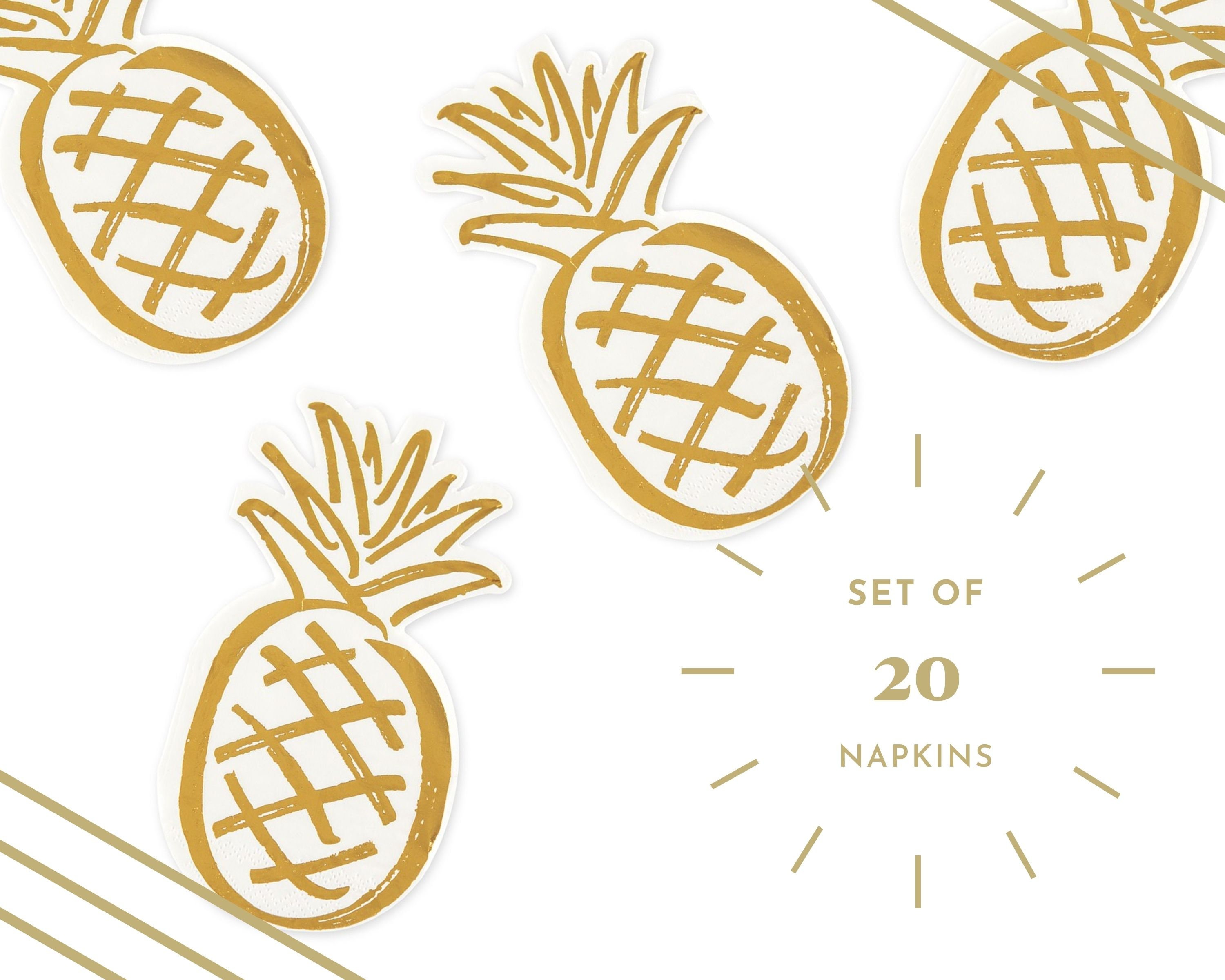 20 Piece Tropical Disposable Party Napkins Pineapple Shape Paper Napkins Dessert Napkin Birthday Party Bachelorette