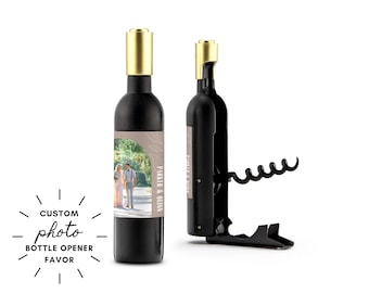 Personalized Wine Bottle Shaped Corkscrew - Custom Beer Bottle Opener - Bridesmaid Proposal - Bulk Wedding Favor - Unique Wedding Favor