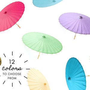 32 Paper Parasols for Wedding Pictures Outdoor Wedding Ceremony Beach Wedding Paper Umbrella Sun Umbrella 12 Colors to Pick From image 1