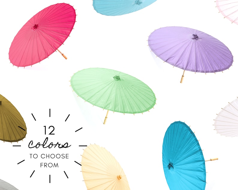 32 Paper Parasols for Wedding Pictures Outdoor Wedding Ceremony Beach Wedding Paper Umbrella Sun Umbrella 12 Colors to Pick From zdjęcie 1