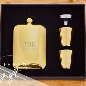 Gepersonaliseerde monogram kolf - gouden roestvrijstalen kolf - uniseks cadeau - aangepaste kolf - kolf cadeauset - aangepaste kolf cadeauset