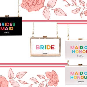 Custom Bridal Party Box Clutch - Personalized Clutch Bag - Bridal Party Gift - Bridal Shower Gift - Bachelorette Party Favor - Day of Gift