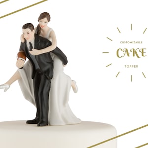 Adorno para tarta de boda personalizado - Novios futbolistas - Adorno para tarta de fútbol - Boda deportiva - Temática de fútbol americano