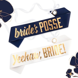 Faixa para despedida de solteira Country Girl - Faixa para noiva - Faixa para madrinha - Lembrancinha Stagette - Noiva Yeehaw - Chá de panela azul marinho e dourado - Cowgirl