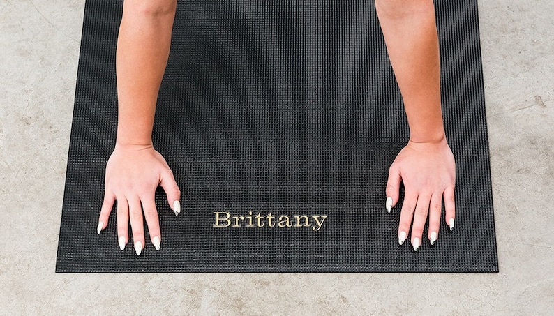 Personalized Yoga Mat Embroidered Yoga Mat Yoga Instructor Namaste Workout at Home BFF Gift No Slip Yoga Mat Bridal Party Gift image 1