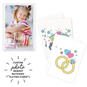 Gioco di carte con foto personalizzate per bambini - Regalo personalizzato per bambini - Gioco di carte per bambini - Regalo per la damigella d'onore - Regalo per il portatore dell'anello