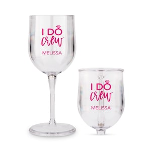 Copa de vino portátil personalizada - I Do Crew - Recuerdo de despedida de soltera - Propuesta de dama de honor - Regalo de despedida de soltera - Stagette - Despedida de soltera en campamento