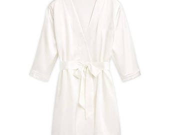 Bata de kimono blanca personalizada - Talla S/M - Kimono blanco - Personalizado - Regalo de fiesta nupcial - Regalo de dama de honor - Túnica de boda - Túnica de novia