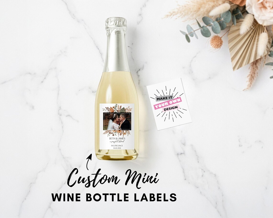 Mini Wine Labels Custom Mini Wine Bottle Label - Personalized Photo or Logo Small Bottle ...