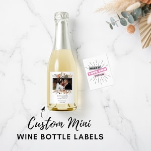 Custom Mini Wine Bottle Label - Personalized Photo or Logo Small Bottle Label - Upload Your Own Design Mini Wine Bottle Sticker