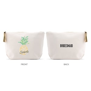 Pineapple Makeup Bag - Personalized Cosmetics Bag - Bridal Party Gift - Bridesmaid Proposal Gift - Bridal Shower Favor - Bachelorette Gift