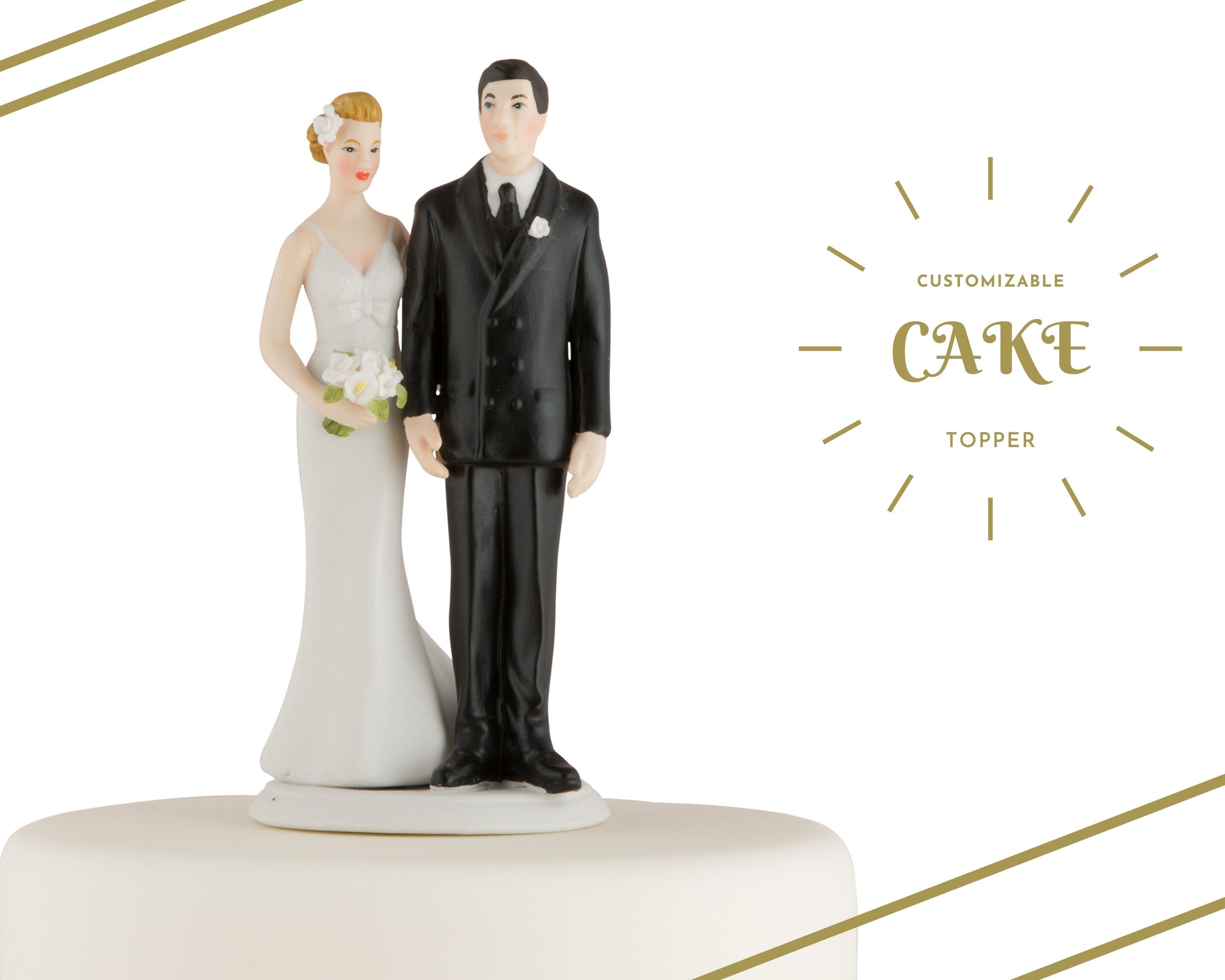 Personalized Wedding Cake Topper Funny Bride and Groom