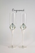 Personalized Wedding Flutes - Engraved - Silver Calla Lily Stem Wedding Champagne Flutes - Custom Wedding Toasting Flutes - Gift - Keepsake product logo