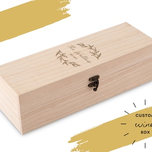 Custom Engraved Wooden Wine Box - Wreath Design - Wedding Present - Couples Gift - Wine Lovers - For the Bride and Groom - Inclusive Wedding