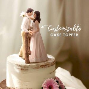 Décoration de gâteau de mariage personnalisée - décoration de gâteau de mariage personnalisée - décoration de gâteau de mariage rustique - décoration de gâteau vintage - robe de mariée rose poudré
