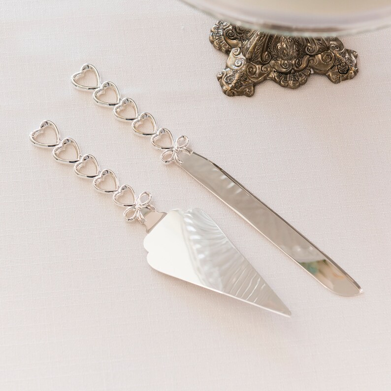 Engraved Wedding Cake Serving Set Silver Plated Stacked Etsy