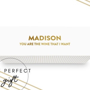 Coffret cadeau vin doré personnalisé - Vous êtes le vin que je veux - Coffret cadeau vin de demoiselle d'honneur - Coffret cadeau vin proposition de demoiselle d'honneur - Cadeau MOH