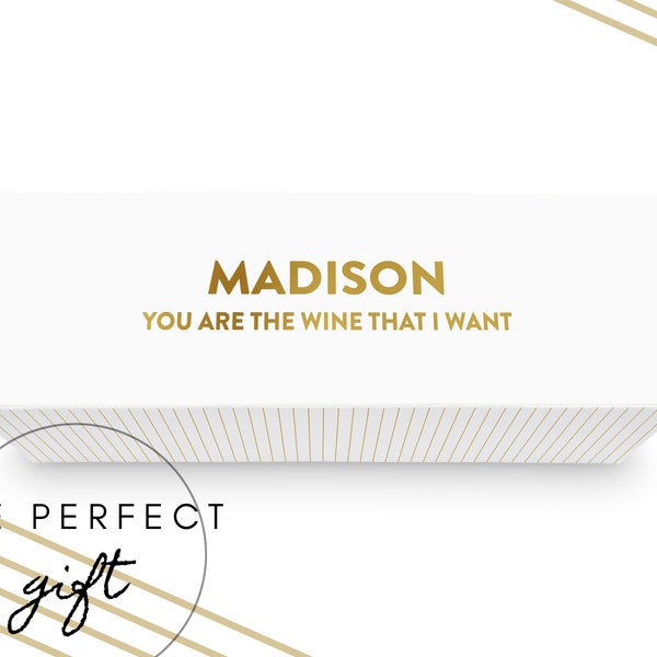 Personalized Gold Wine Gift Box - You Are The Wine That I Want - Bridesmaid Wine Gift Box - Bridesmaid Proposal Wine Gift Box - MOH Gift