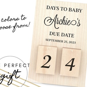 Personalized Baby Due Date Countdown Calendar - Fun Colorful Wooden Due Date Countdown - Days Until Baby Calendar - Custom Baby Shower Gift