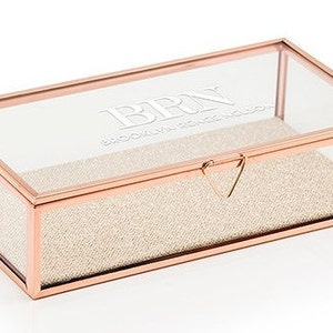 Personalized Glass Jewelry Box - Custom Monogram - Rose Gold Jewelry Box - Gifts for Her - Bridal Party Gift - Bridesmaids Gift - Custom