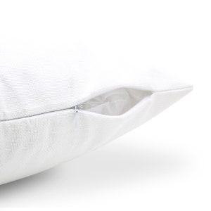 May include: White pillow cover with a zipper closure. The zipper is open and the inside of the pillow cover is visible.
