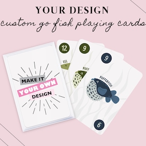 Design ou logo personnalisé Cartes à jouer Go Fish - Créez vos propres cartes à jouer - Cadeaux de mariage - Cadeau pour bouquetière - Cadeau pour porteur d'alliances