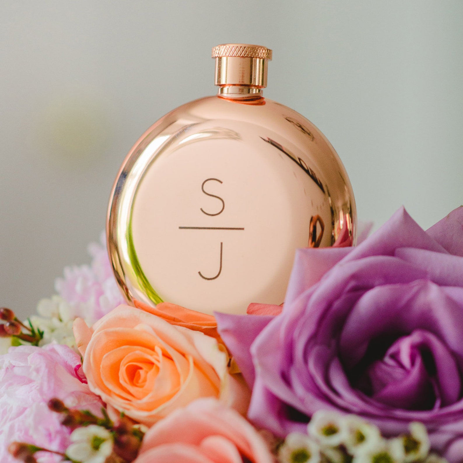 Personalized Flask Rose Gold Monogram Flask Unique Wedding Etsy