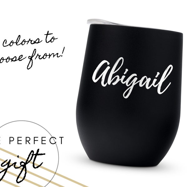 Personalized Name Wine Tumbler - Customized Stemless Wine Glass - Custom Wine Glass - Gifts for Her - Mother's Day Gift - Girlfriend Gift