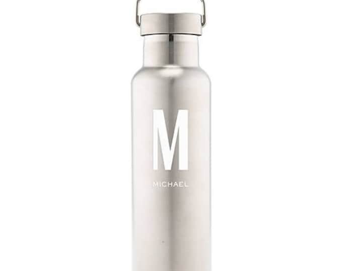 Personalized Chrome Water Bottle - Chrome Water Bottle With Handle - Personalized Water Bottle - Present - Gift - Custom Name - Personalized