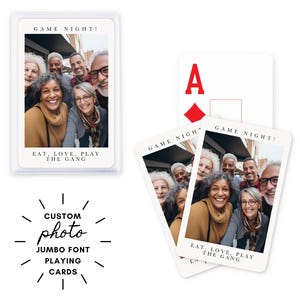 Cartes à jouer uniques avec photos à gros caractères - Cartes à jouer personnalisées faciles à lire - Cadeau d'anniversaire pour grand-mère ou grand-père - Cadeau d'anniversaire