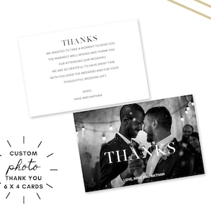 6x4 Modernes Foto Hochzeit Dankeskarte - Individuell gedruckte Hochzeit Dankeskarte - Minimalistische Hochzeit Dankeskarte - Personalisierte Dankeskarte