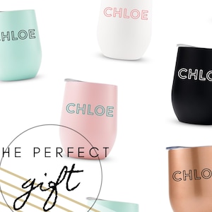 Personalized Tumbler - Custom Name Stemless Wine Glass - Wine Tumbler - Gift for Her - Gift for Mom - Wine Lover Gift - Gift for Best Friend