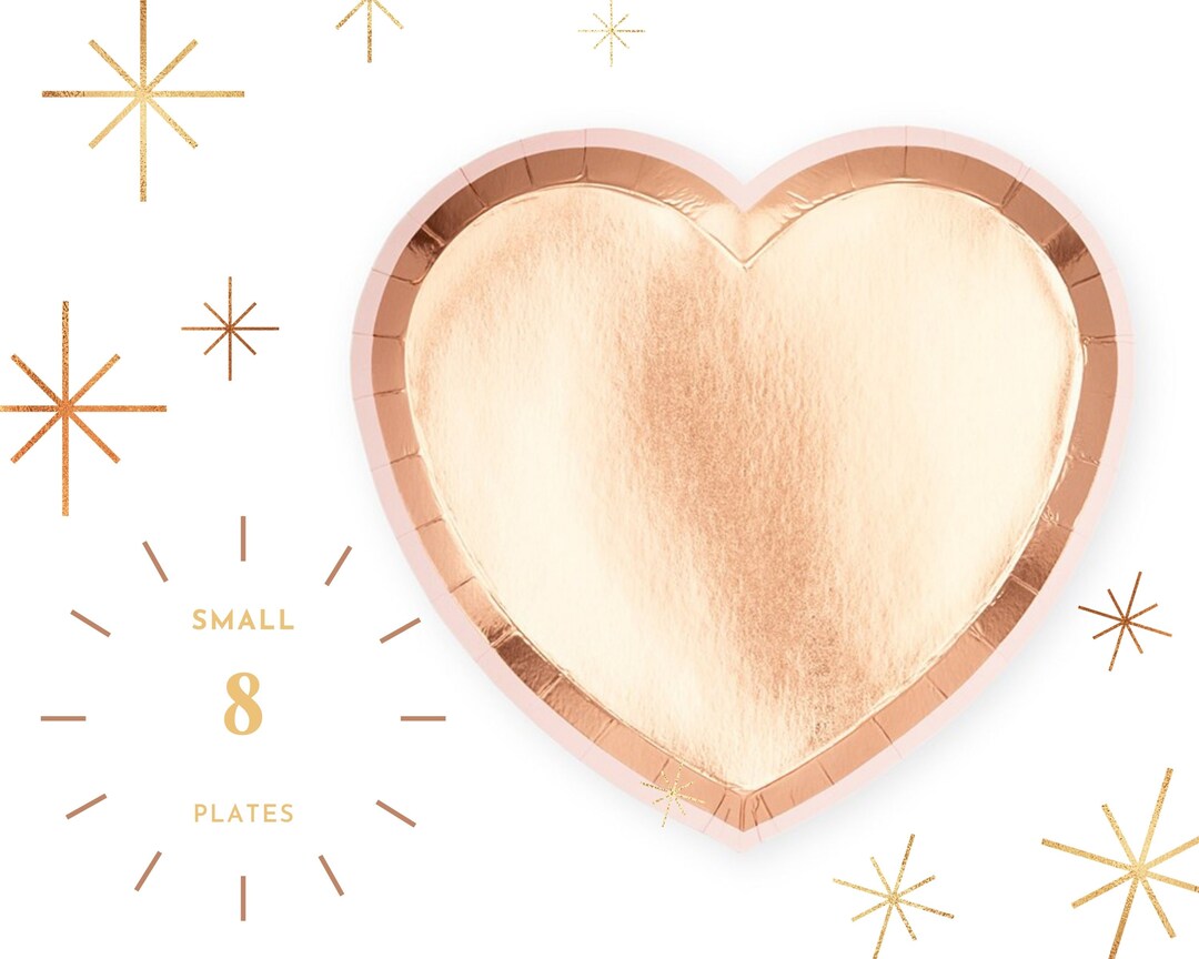 8 Piece Heart Shaped Disposable Party Plates Bridal Shower Paper Plates