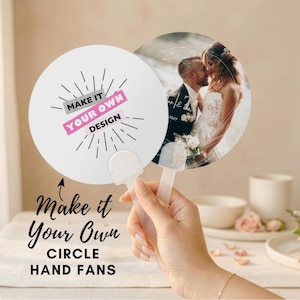 Éventails ronds personnalisés - Éventails photo personnalisés - Téléchargez votre propre logo ou photo Éventails d'église - Éventails de mariage - Cadeaux personnalisés