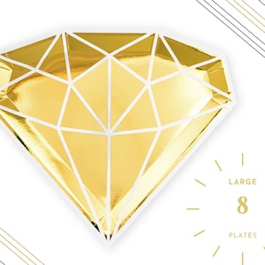 8 Stück Brautdusche Einweg Party Teller - Goldfolie Diamant Papierteller - Verlobungsfeier Teller - Hochzeitsteller - Kuchenteller