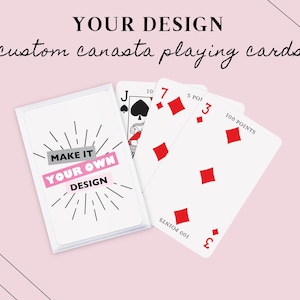 Custom Upload Design Or Logo Canasta Playing Cards - Canasta Deck with Point Values - Unique Gift - Wedding Favor - Family Reunion